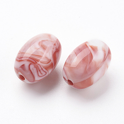 Розово-Коричневый Акриловые бусины, Стиль имитация драгоценных камней, овальные, розово-коричневый, 13~13.5x9.5~10 мм, отверстие : 2 мм, Около 630 шт / 500 г