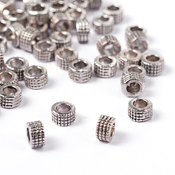 Antique Silver Tibetan Style Alloy Spacer Beads, Lead Free & Nickel Free & Cadmium Free, Column, Antique Silver, about 5mm in diameter, 3mm long, hole: 3mm