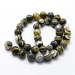 Black Synthetic Malachite Beads Strands, Dyed, Round, Black, 10mm, Hole: 1mm, about 38pcs/strand, 14.96 inch(38cm)