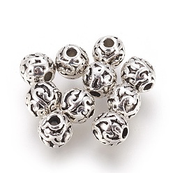 Antique Silver Alloy Beads, Round, Antique Silver, 6mm, Hole: 1.6mm