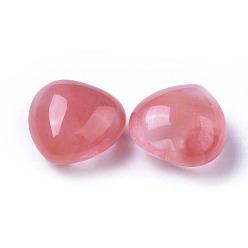 Cherry Quartz Glass Cherry Quartz Glass Beads, No Hole/Undrilled, Heart, 20x20x13~13.5mm