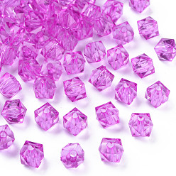 Orchid Transparent Acrylic Beads, Faceted, Square, Orchid, 8.5x9.5x9.5mm, Hole: 2.5mm, about 1070pcs/500g