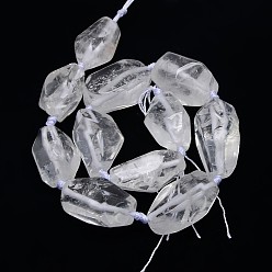 Quartz Crystal Natural Gemstone Quartz Crystal Beads Strands, Rock Crystal Beads, Nuggets, 20~45x10~25mm, Hole: 2mm, about 10~12pcs/strand, 15.74 inch