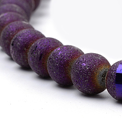 Couleur Mélangete Perles en verre electroplate, Style givré, ronde, couleur mixte, 8mm, Trou: 1.5mm, Environ 72 pcs/chapelet, 24.8 pouce