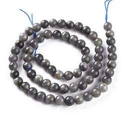 Larvikite Natural Black Labradorite Beads Strands, Grade AB+, Round, 6mm, Hole: 0.8mm, about 62~65pcs/strand, 15.3 inch