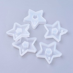 Белый Кулон силиконовые формы, формы для литья смолы, для уф-смолы, изготовление ювелирных изделий из эпоксидной смолы, звезда, белые, Внутренние размеры: 57x69x12 mm, отверстие : 5 мм