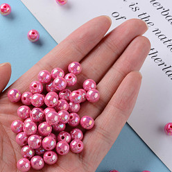 Camellia Opaque Acrylic Beads, AB Color Plated, Round, Camellia, 8x7mm, Hole: 2mm, about 1745pcs/500g