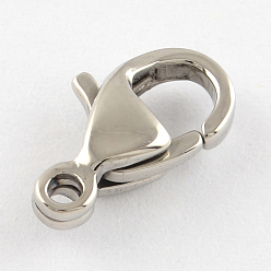 Stainless Steel Color Polished 304 Stainless Steel Lobster Claw Clasps, Stainless Steel Color, 10x6.5x3mm, Hole: 1mm