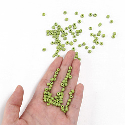 Jaune Vert Perles de rocaille en verre, opaque graine de couleurs, petites perles artisanales pour la fabrication de bijoux bricolage, ronde, jaune vert, 4mm, Trou: 1.5 mm, environ 4500 pcs / livre
