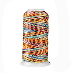 Colorful Segment Dyed Round Polyester Sewing Thread, for Hand & Machine Sewing, Tassel Embroidery, Colorful, 12-Ply, 0.8mm, about 300m/roll