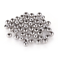 Stainless Steel Color 304 Stainless Steel Hollow Round Seamed Beads, for Jewelry Craft Making, Stainless Steel Color, 5x4.5mm, Hole: 2mm