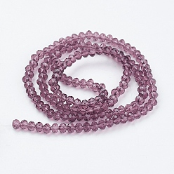 Mixed Color Transparent Glass Beads Strands, Faceted, Rondelle, Mixed Color, 4x3mm, Hole: 1mm, about 140~145pcs/strand, 17 inch