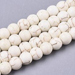 Magnesite Synthetic Magnesite Beads Strands, Round, 6mm, Hole:1mm, about 60pcs/strand