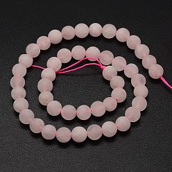 Rose Quartz Natural Rose Quartz Beads Strands, Frosted, Round, 6mm, Hole: 0.8mm, about 60pcs/strand, 14.1 inch