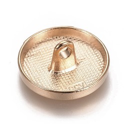 Light Gold Alloy Shank Buttons, 1-Hole, Flat Round, Light Gold, 18x7mm, Hole: 2mm