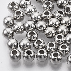 Platine Perles européennes en plastique ccb, Perles avec un grand trou   , pour le bricolage fabrication de bijoux, ronde, platine, 8x7.5mm, trou: 4 mm, environ 2500 pcs / 500 g