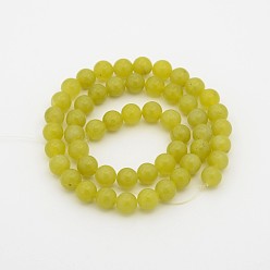 Olive Jade Круглые бусы из натурального оливкового нефрита, 6 мм, отверстие : 1 мм, около 68 шт / нитка, 15.7 дюйм