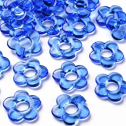 Синий Прозрачные акриловые бусинки кадров, цветок, синие, 19x20x3.5 мм, отверстие : 1.6 мм, внутренний диаметр: 6.5 мм, Около 632 шт / 500 г