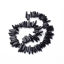 Black Stone Synthetic Black Stone Chips Beads Strands, Dyed, 12~22x5~7mm, Hole: 1mm