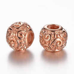 Or Rose 304 acier inoxydable perles européennes, Rondelles avec vortex, or rose, 12x10mm, Trou: 4.5mm