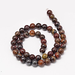 Tiger Iron Natural Red Tiger Iron Round Bead Strands, 6mm, Hole: 1mm, about 62pcs/strand, 15.3 inch