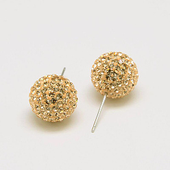 319_Vintage Rose 925 Sterling Silver Austrian Crystal Rhinestone Ear Studs, with Ear Nuts, Round, 319_Vintage Rose, 12mm, Pin: 0.8mm