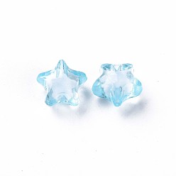 Light Sky Blue Transparent Acrylic Beads, Bead in Bead, Faceted, Star, Light Sky Blue, 10.5x11x7mm, Hole: 2mm, about 1280pcs/500g