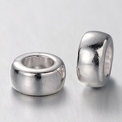 Silver Tibetan Style Alloy Beads, Rondelle, Bead Spacers, Cadmium Free & Nickel Free & Lead Free, Silver Color Plated, 7x4mm, Hole: 3mm