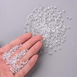 Clear Glass Seed Beads, Trans. Colours Lustered, Round, Clear, 4mm, Hole: 1.5mm, about 500pcs/50g, 50g/bag, 18bags/2pounds