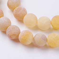Orange Natural Weathered Agate Beads Strands, Dyed, Frosted, Round, Orange, 10mm, Hole: 1mm, about 38pcs/strand, 15.35 inch