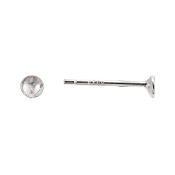 Silver 925 Sterling Silver Ear Stud Findings, Earring Posts with 925 Stamp, Silver, 12mm, Tray: 3mm, Pin: 0.8mm