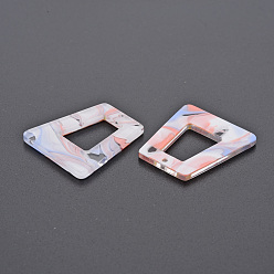 Pink Cellulose Acetate(Resin) Pendants, Trapezoid, Pink, 29.5x27x2.5mm, Hole: 1.4mm