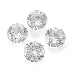 Clear Cubic Zirconia Pointed Back Pendants, Faceted, Flat Round, Clear, 6mm, Hole: 1mm