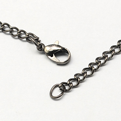 Gunmetal Vintage Iron Twisted Chain Necklace Making for Pocket Watches Design, with Lobster Clasps, Gunmetal, 31.5 inch, Link: 3.3x4.6x0.9mm