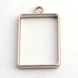 Coffee Golden Matte Style Rack Plating Alloy Rectangle Open Back Bezel Pendants, For DIY UV Resin, Epoxy Resin, Pressed Flower Jewelry, Cadmium Free & Nickel Free & Lead Free, Coffee Golden, 33.5x21x3.5mm, Hole: 3mm