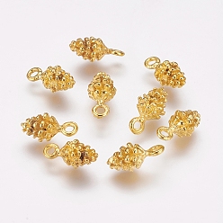 Golden Tibetan Style Alloy Pendants, Cadmium Free & Nickel Free & Lead Free, Golden Color, Pine Cone, 13x7x5.5mm, Hole: 2mm
