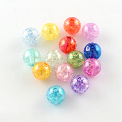 Mixed Color Bubblegum AB Color Transparent Crackle Acrylic Round Beads, Mixed Color, 20mm, Hole: 2.5mm, about 100pcs/500g