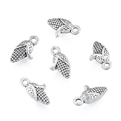 Antique Silver Tibetan Style Alloy Charms, Cadmium Free & Lead Free, Corn, Antique Silver, 15x8x5mm, Hole: 1.6mm, about 880pcs/1000g