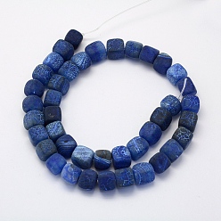 Midnight Blue Natural Agate Beads Strands, Dyed & Heated, Cube, Alice Blue, 8~10x8.5~9x8.5~9mm, Hole: 1mm, about 41pcs/strand, 14.7 inch(37.5cm)