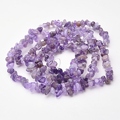 Purple Natural Amethyst Beads Strands, Chips, Purple, Purple, 2.5~7x3~11mm, Hole: 1mm, 34 inch