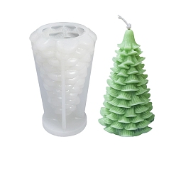 White 3D Christmas Tree DIY Candle Silicone Molds, for Xmas Tree Scented Candle Making, White, 9x15.2cm, Inner Diameter: 8.2x14cm