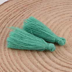 Light Sea Green Cotton Thread Tassel Pendant Decorations, Light Sea Green, 25~31x5mm, about 39~47pcs/bag