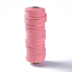 Rose Chaud Fils de coton, cordon en macramé, fils décoratifs, pour l'artisanat de bricolage, emballage cadeau et fabrication de bijoux, rose chaud, 3mm, environ 54.68 yards (50m)/rouleau