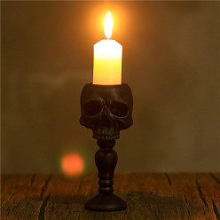 Black Resin Candle Holders, Display Decorations, Halloween Skull, Black, 150x75x65mm