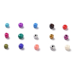 Mixed Color 375G 15 Colors Baking Paint Glass Seed Beads, Round, Mixed Color, 6/0, 4~5x2.5~4.5mm, Hole: 1.2~1.5mm, 25g/color
