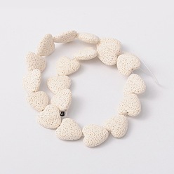 White Synthetic Lava Rock Bead Strands, Heart, Dyed, White, 20x20x7mm, Hole: 1mm, about 20pcs/strand, 15.3 inch