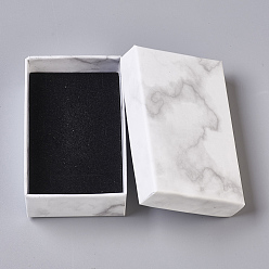 Blanc Boîtes à bijoux en carton, rectangle, blanc, 8.1x5.1x2.7 cm