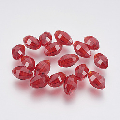 Темно-Красный Имитация Австрийские кристаллические шарики, класс AAA, граненые, овальные, темно-красный, 6x9.5 мм, отверстие : 0.7~0.9 мм
