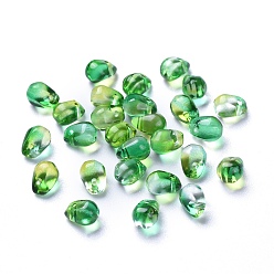 Lime Green Transparent Glass Charms, Dyed & Heated, Faceted, Teardrop, Lime Green, 6x5.5x6.5mm, Hole: 0.8mm