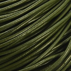 Vert Olive Foncé Cordon de cuir de vachette , cordon de bijoux en cuir , bricolage bijoux matériau de fabrication, ronde, teint, vert olive foncé, 2mm